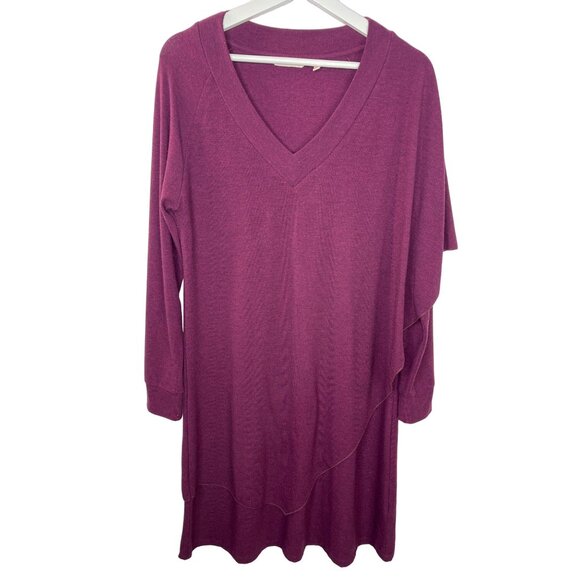 Soft Surroundings Women’s Purple Tiered Shift Dress V Neck Long Sleeve Small - Picture 1 of 13